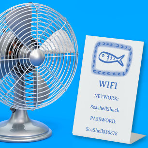 WIFI Login Fish Beach Vacation Rental CUSTOM Pedestal Sign