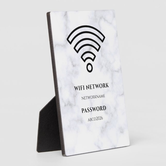 Wifi Network and Password Black Plaque (Side)