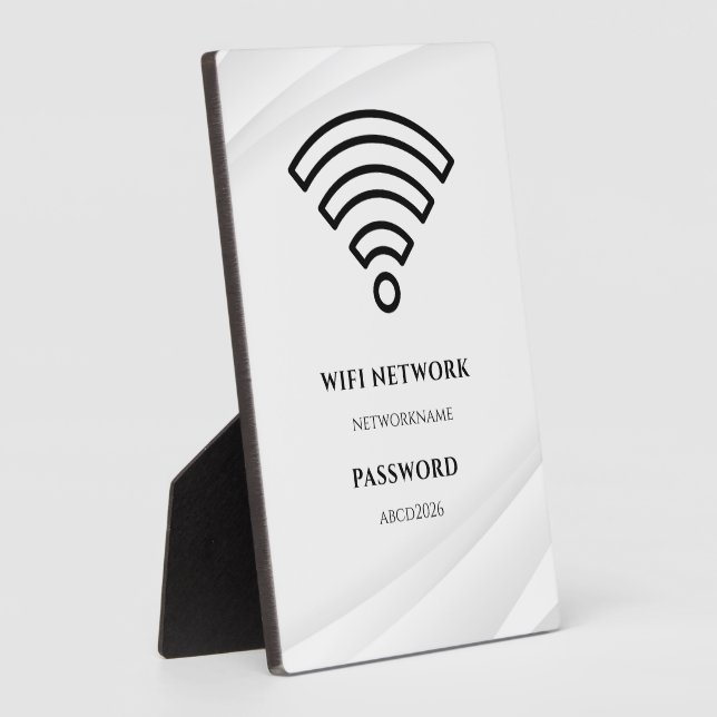 Wifi Network and Password Black Plaque (Side)