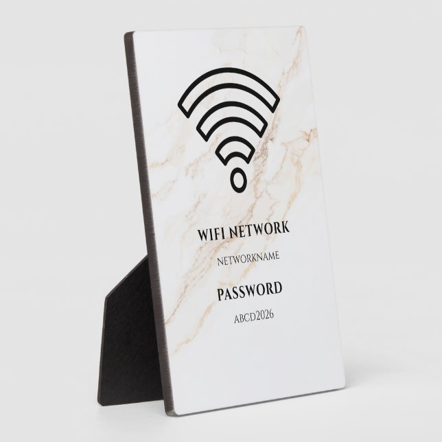 Wifi Network and Password Black Plaque (Side)