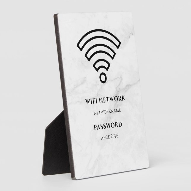 Wifi Network and Password Black Plaque (Side)