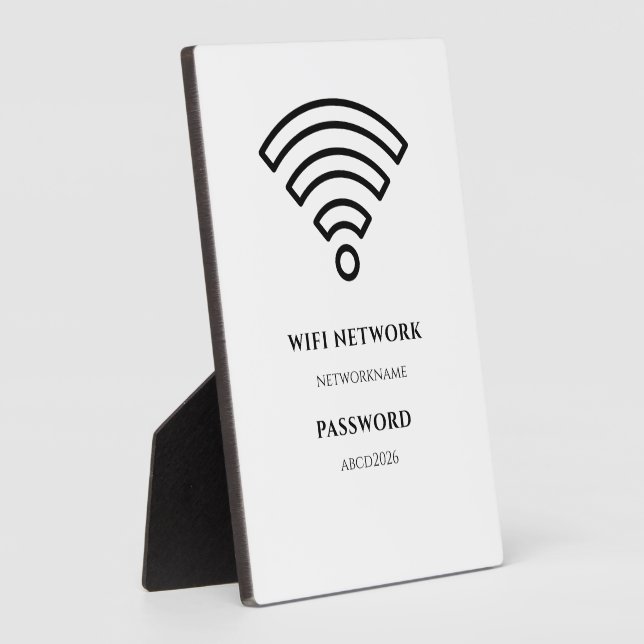 Wifi Network and Password Black Plaque (Side)