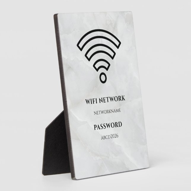 Wifi Network and Password Black Plaque (Side)