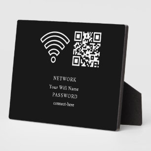 Wifi Network and Password Black Plaque