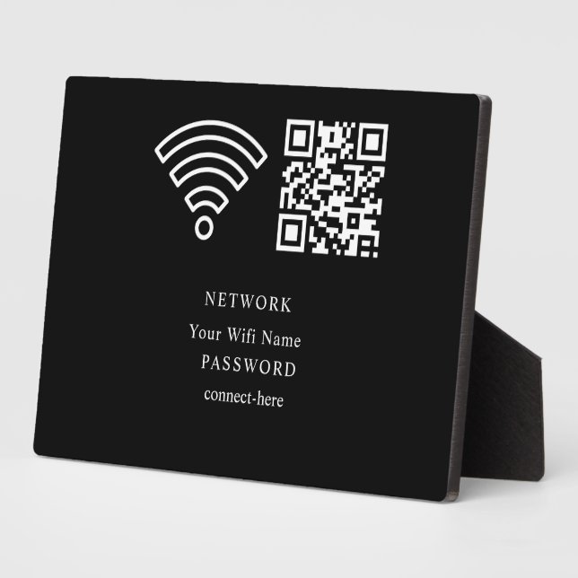 Wifi Network and Password Black Plaque (Side)