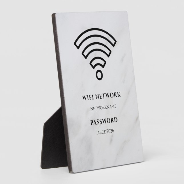 Wifi Network and Password Black Plaque (Side)