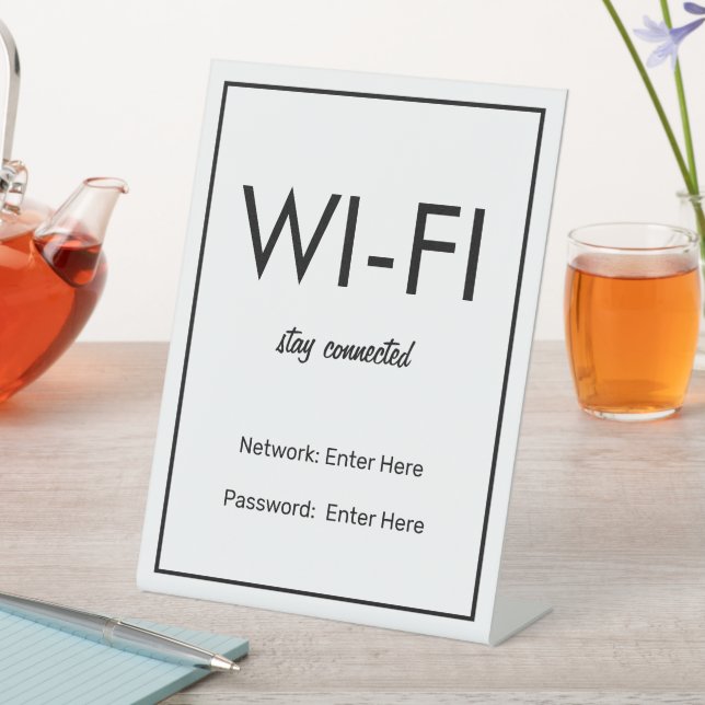 Wifi Network and Password Business Retail Pedestal Sign (In SItu)