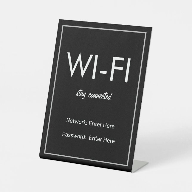 Wifi Network and Password Business Retail Pedestal Sign (Front)