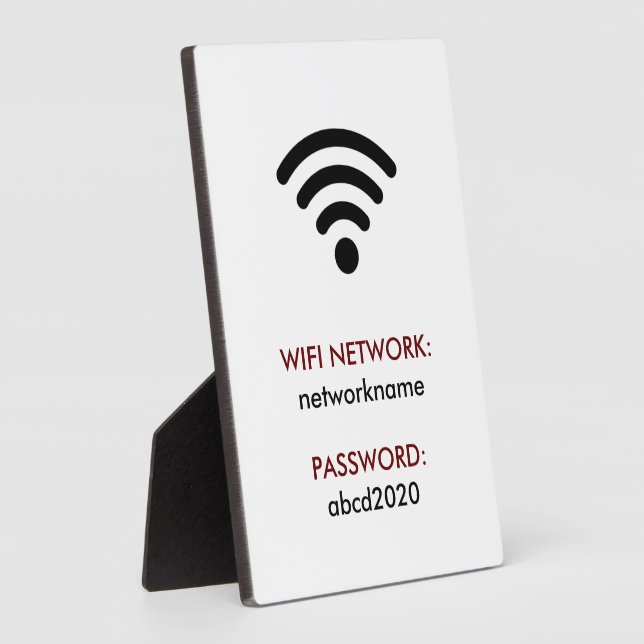 Wifi Network and Password Business Retail Plaque (Side)