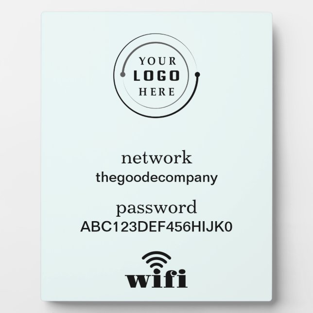 Wifi Network and Password Business Retail Plaque (Front)