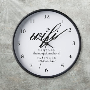 Wifi Network and Password Sign Guest Clock