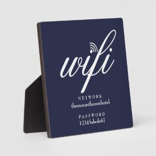 Wifi Network and Password Sign Navy Blue Plaque