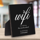 Wifi Network and Password Sign Plaque<br><div class="desc">Cool script wifi sign that can be personalised with your network and password details. Perfect for hotels, office and companies, rental homes, guest rooms and any location where you need to share your internet network password. You can customise the background colour to match your business or company brand. Designed by...</div>