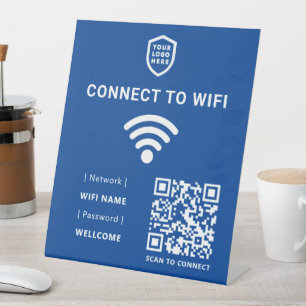 Wifi Network   Blue QR Code Scan to Connect Pedestal Sign
