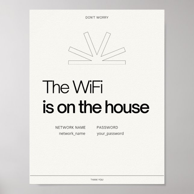 Wifi network hostel airbnb bed & breakfast info poster (Front)