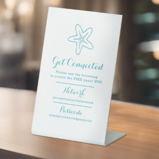 Wifi network passcode guest info starfish blue pedestal sign