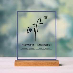 Wifi Network Password Freestanding Acrylic Sign