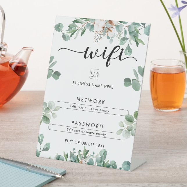 Wifi Network Password Logo Business Coffee Café Pedestal Sign (In SItu)