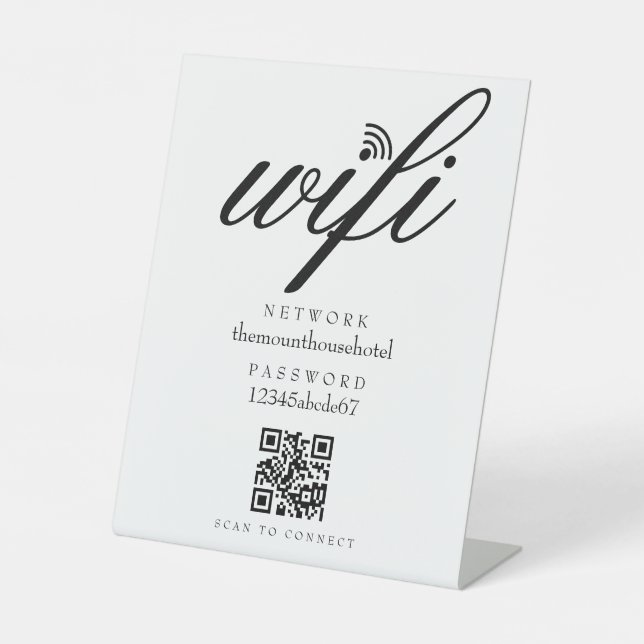 Wifi Network Password QR Code Business Retail Pedestal Sign (Front)