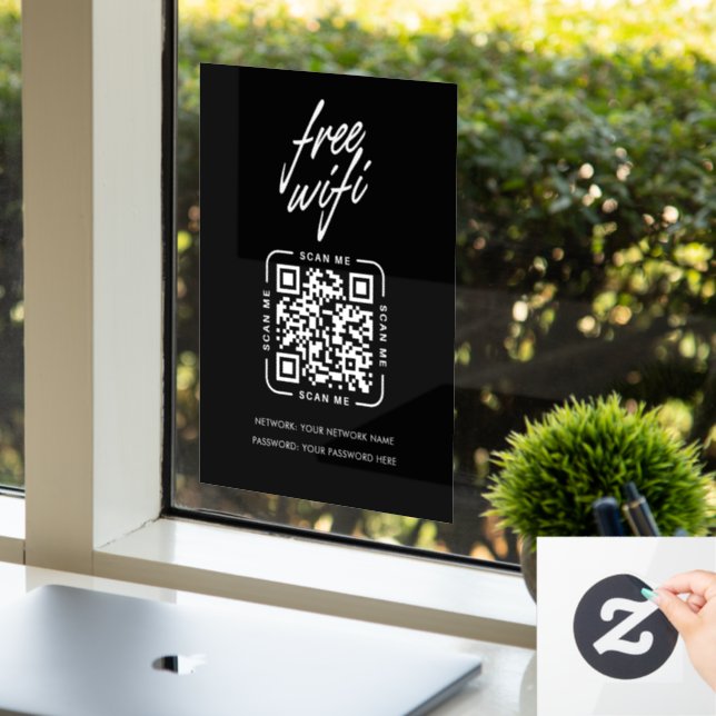 Wifi Network QR Code Black Modern Business (Office)