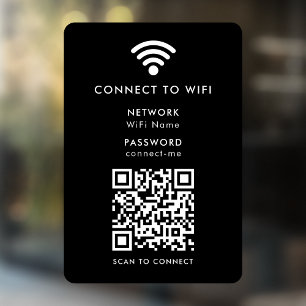 Wifi Network QR Code Internet Password Black