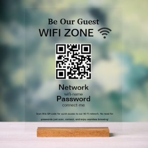 Wifi Network   QR Code Internet Scan to Connect Acrylic Sign