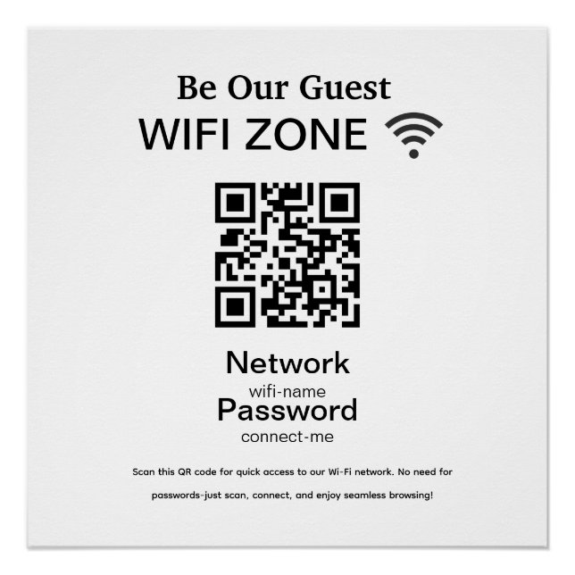 Wifi Network | QR Code Internet Scan to Connect Poster (Front)
