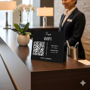 Wifi Network QR Code Scan to Connect Modern Black Plaque