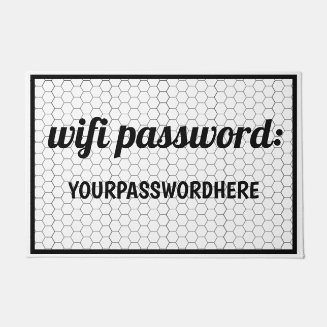 "wifi Password"-AirBnb- Memory Aid Hex Tile Doormat (Front)