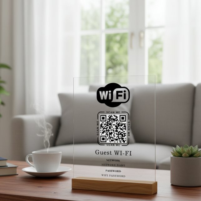 Wifi Password and Network Personalised QR Code  Acrylic Sign (Creator Uploaded)