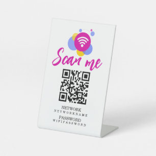 Wifi Password and Network Personalised QR Code Pedestal Sign