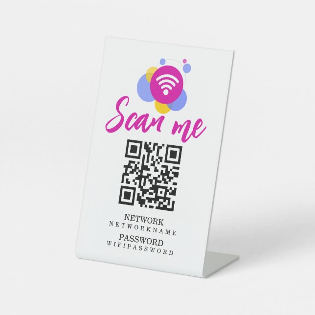 Wifi Password and Network Personalised QR Code Pedestal Sign (Front)