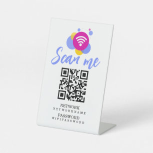 Wifi Password and Network Personalised QR Code Pedestal Sign