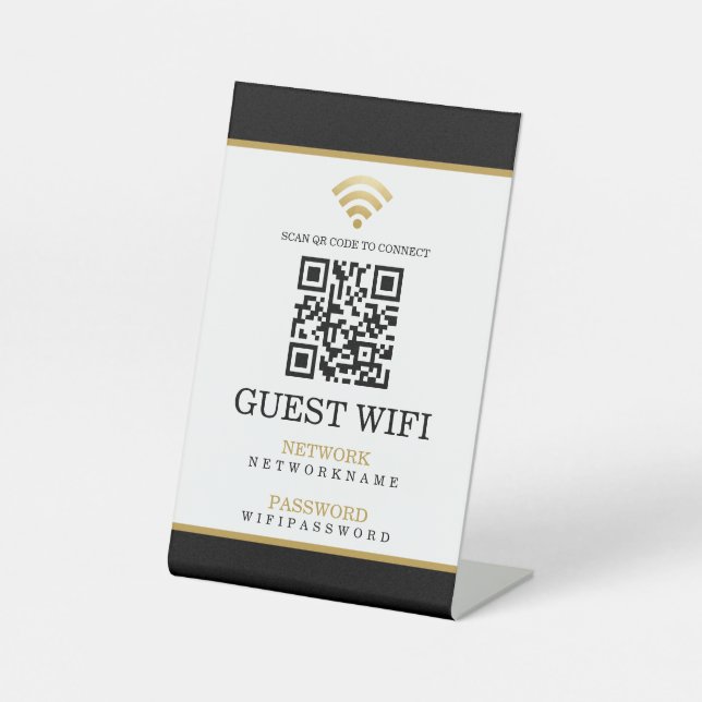 Wifi Password and Network Personalised QR Code Pedestal Sign (Front)