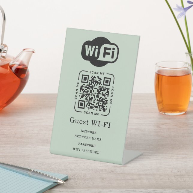 Wifi Password and Network Personalised QR Code Pedestal Sign (In SItu)