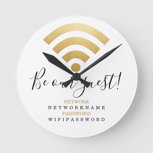 Wifi Password and Network Personalised Round Clock (Front)