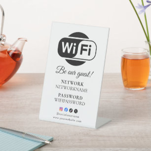 Wifi Password and Network Personalized  Pedestal Sign