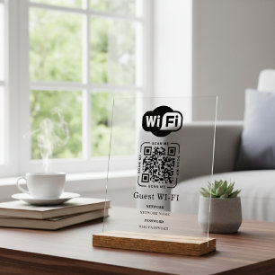 Wifi Password and Network Personalized QR Code Acrylic Sign