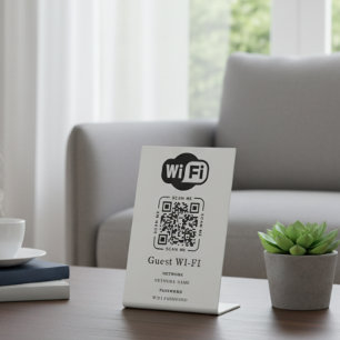 Wifi Password and Network Personalized QR Code Pedestal Sign