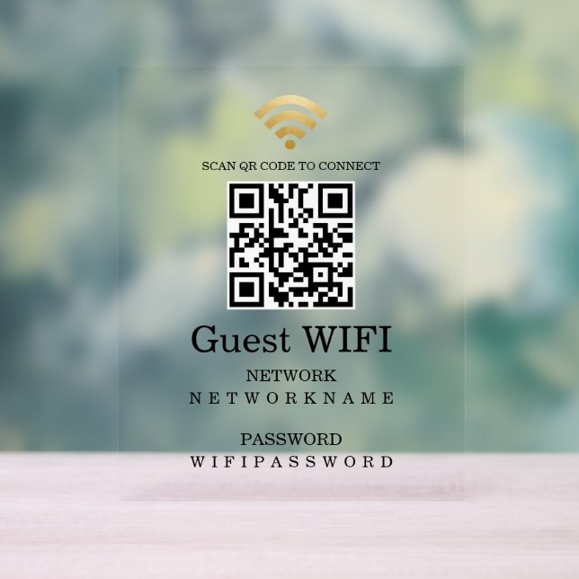 Wifi Password and Network QR Code Personalised Acrylic Sign (Neutral)