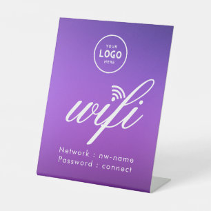 WiFi Password Code Business Logo Blue Pedestal Sign