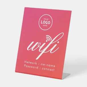 WiFi Password Code Business Logo Blue  Pedestal Sign