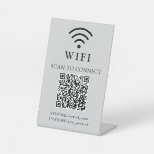 Wifi Password & Network Business Logo and QR Code Pedestal Sign