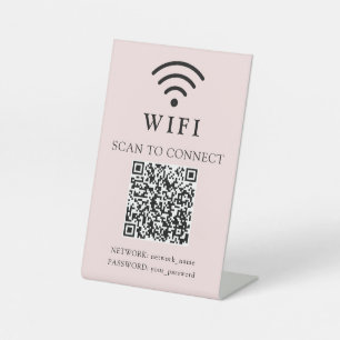 Wifi Password & Network Business Logo and QR Code Pedestal Sign