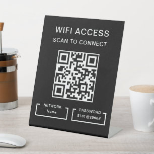 Wifi Password & Network Personalised QR Code Table Pedestal Sign