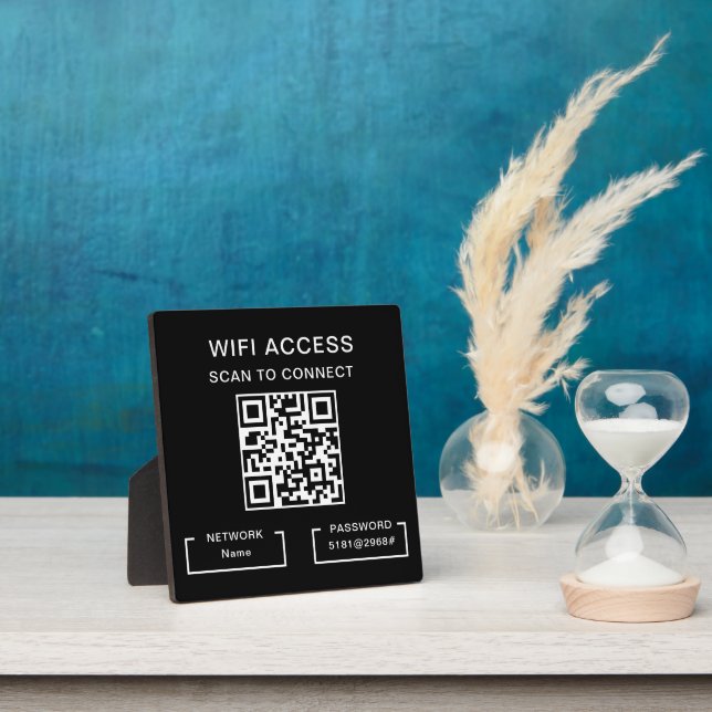 Wifi Password & Network Personalised QR Code Table Plaque (Insitu)
