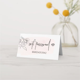 WIFI PASSWORD Pink Folded desk sign Place Card