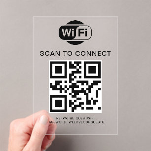 Wifi Password QR Code Scan to Connect Acrylic Invitations