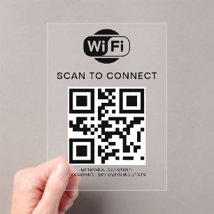 Wifi Password QR Code Scan to Connect Acrylic Invitations