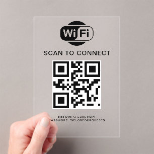 Wifi Password QR Code Scan to Connect Acrylic Invitations